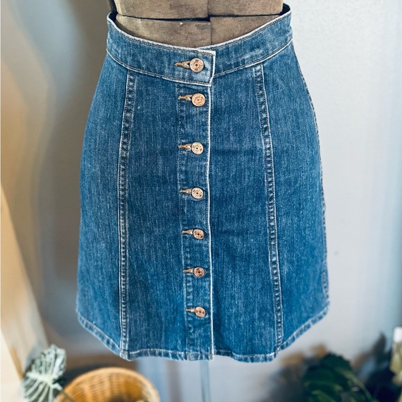 J. Crew Dresses & Skirts - J Crew Denim Skirt A Line Button Front Casual Everyday‎ Womens